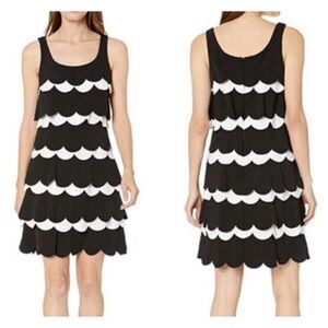 Julia Jordan Black & White Scalloped Sleeveless Dress Women’s 2 Sheath